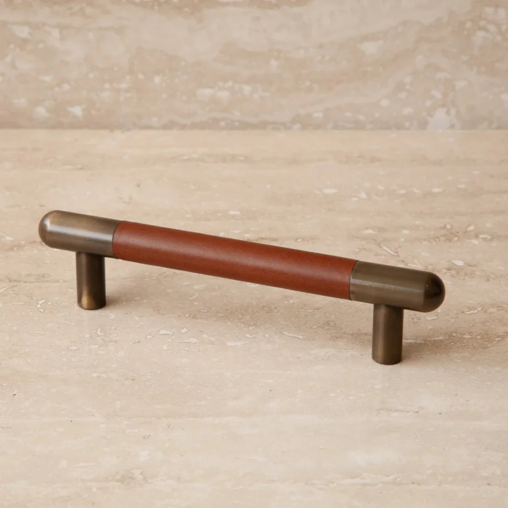 Mineral Leather Wrapped Metal Bar Pull - Rockland Interiors Inc.