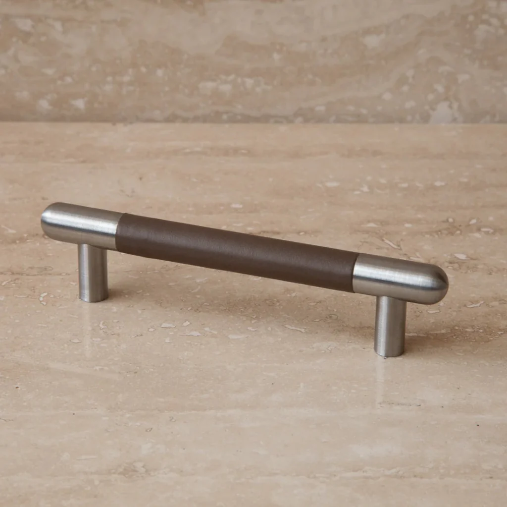 Mineral Leather Wrapped Metal Bar Pull - Rockland Interiors Inc.