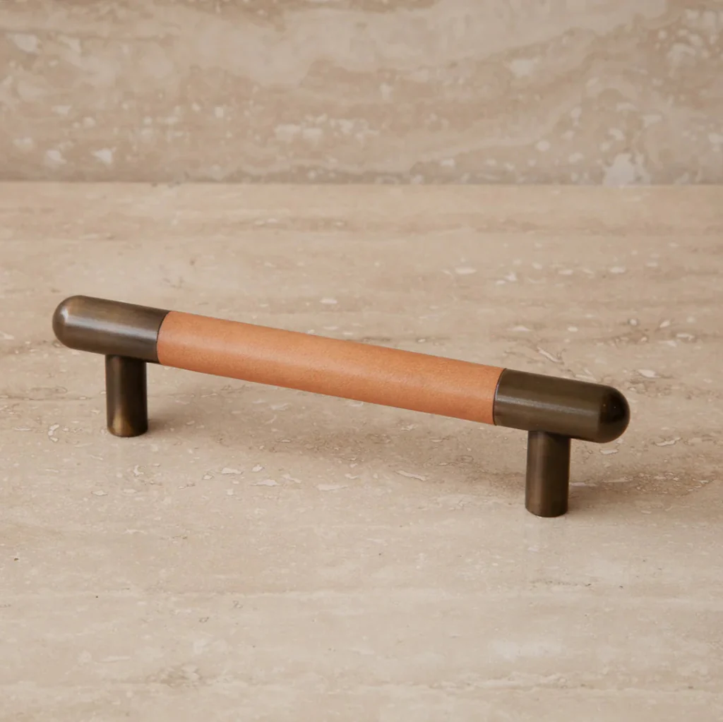 Mineral Leather Wrapped Metal Bar Pull - Rockland Interiors Inc.