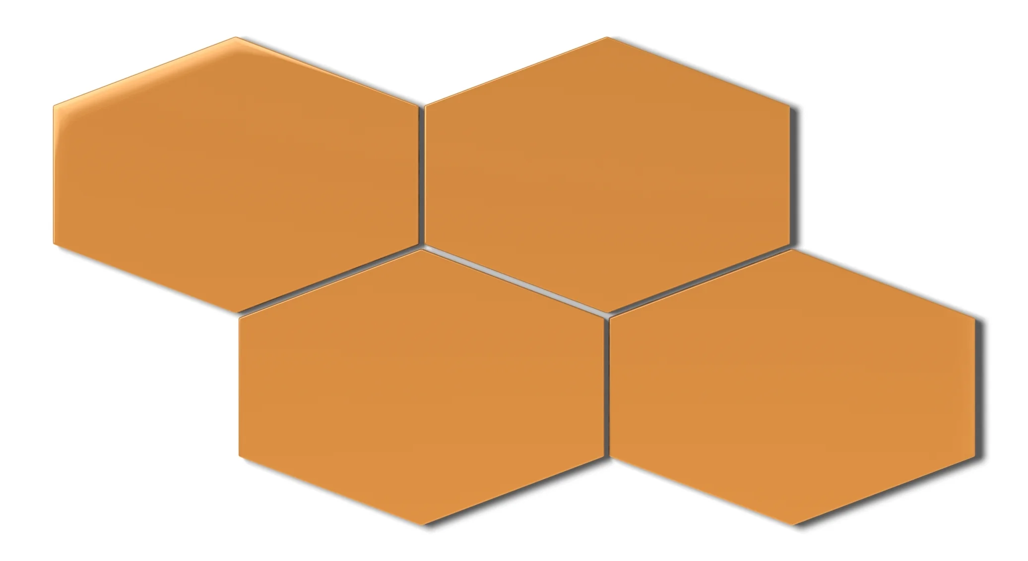 Elongated Hexagon Natural Press Ceramic Tile in Yellow Ochre Gloss - Rockland Interiors Inc.