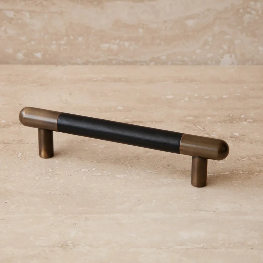Mineral Leather Wrapped Metal Bar Pull - Rockland Interiors Inc.