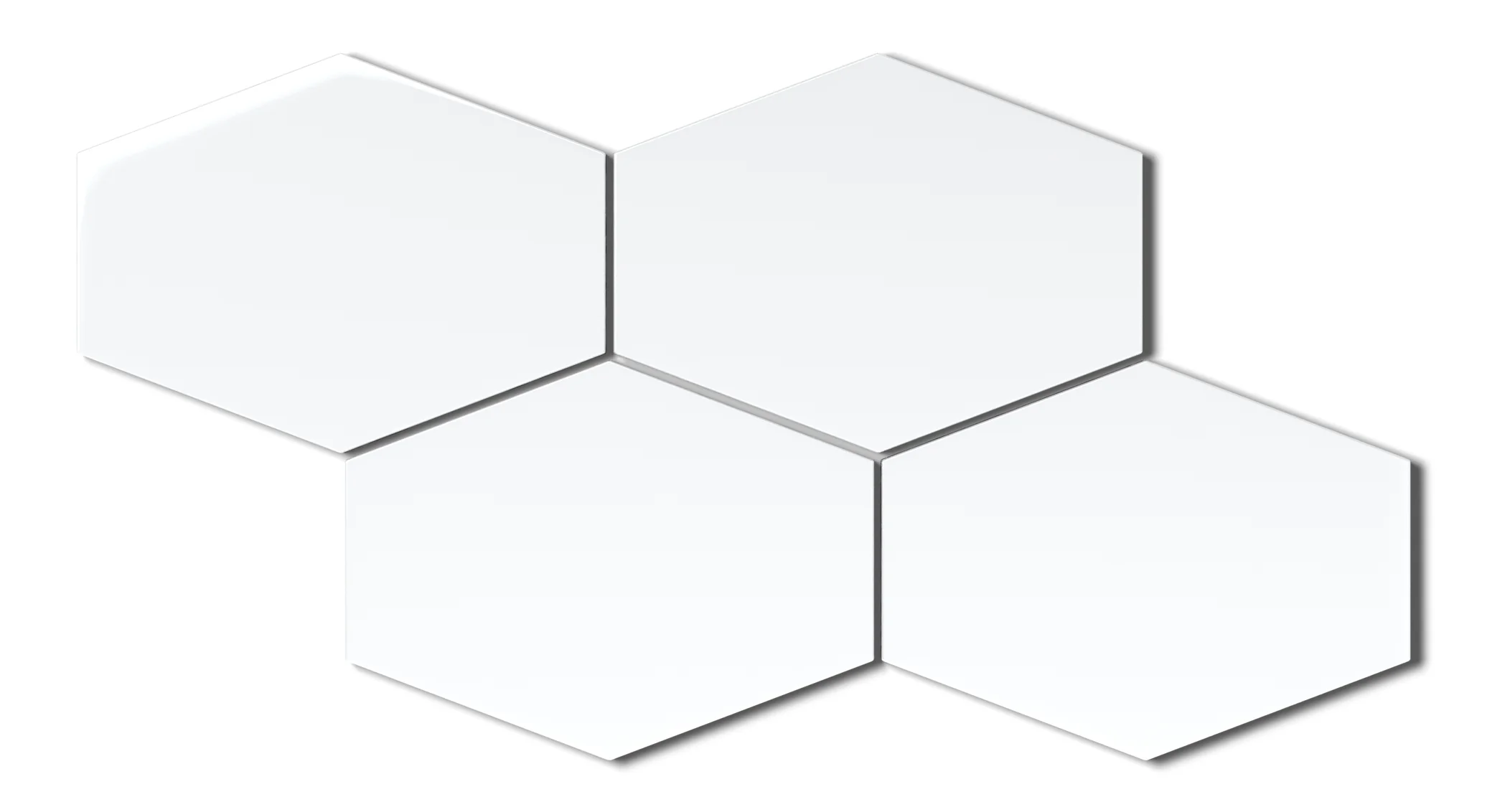 Elongated Hexagon Natural Press Ceramic Tile in Gesso Gloss - Rockland Interiors Inc.