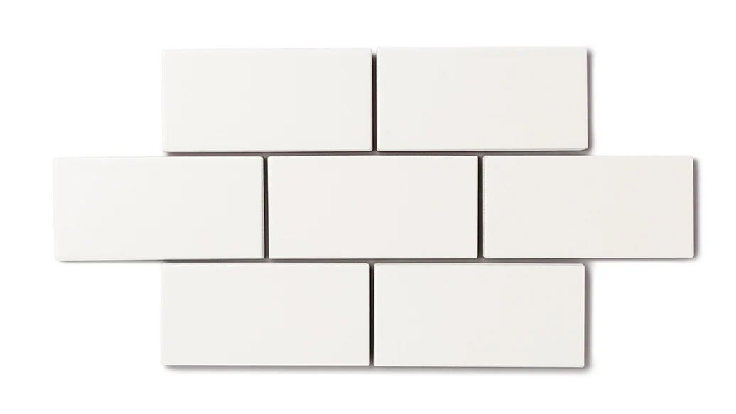 3x6 Natural Press Ceramic Tile in Flake White Matte - Rockland Interiors Inc.