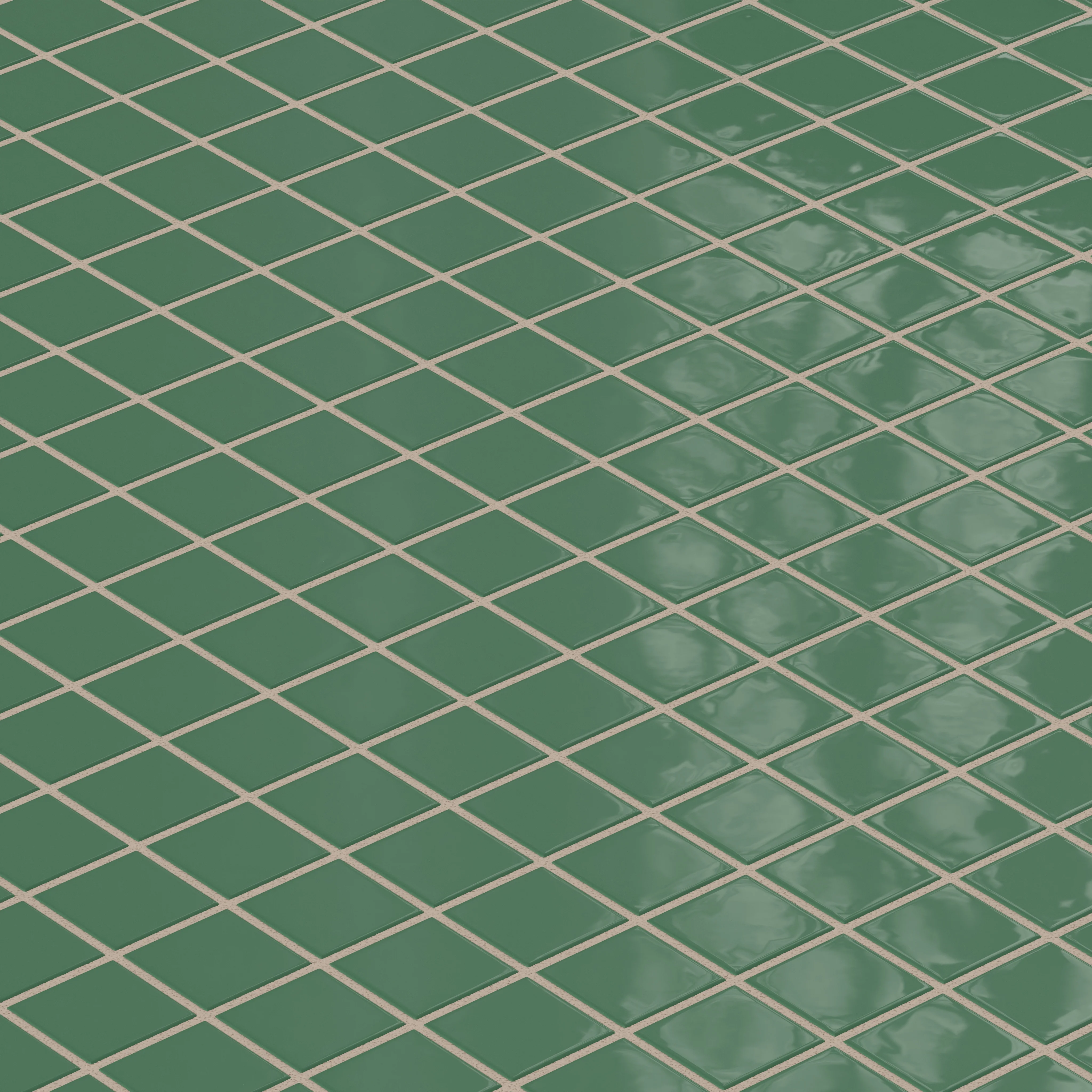 2x2 Straight Set Sheeted Natural Press Ceramic Mosaic Tile in Viridian Gloss - Rockland Interiors Inc.