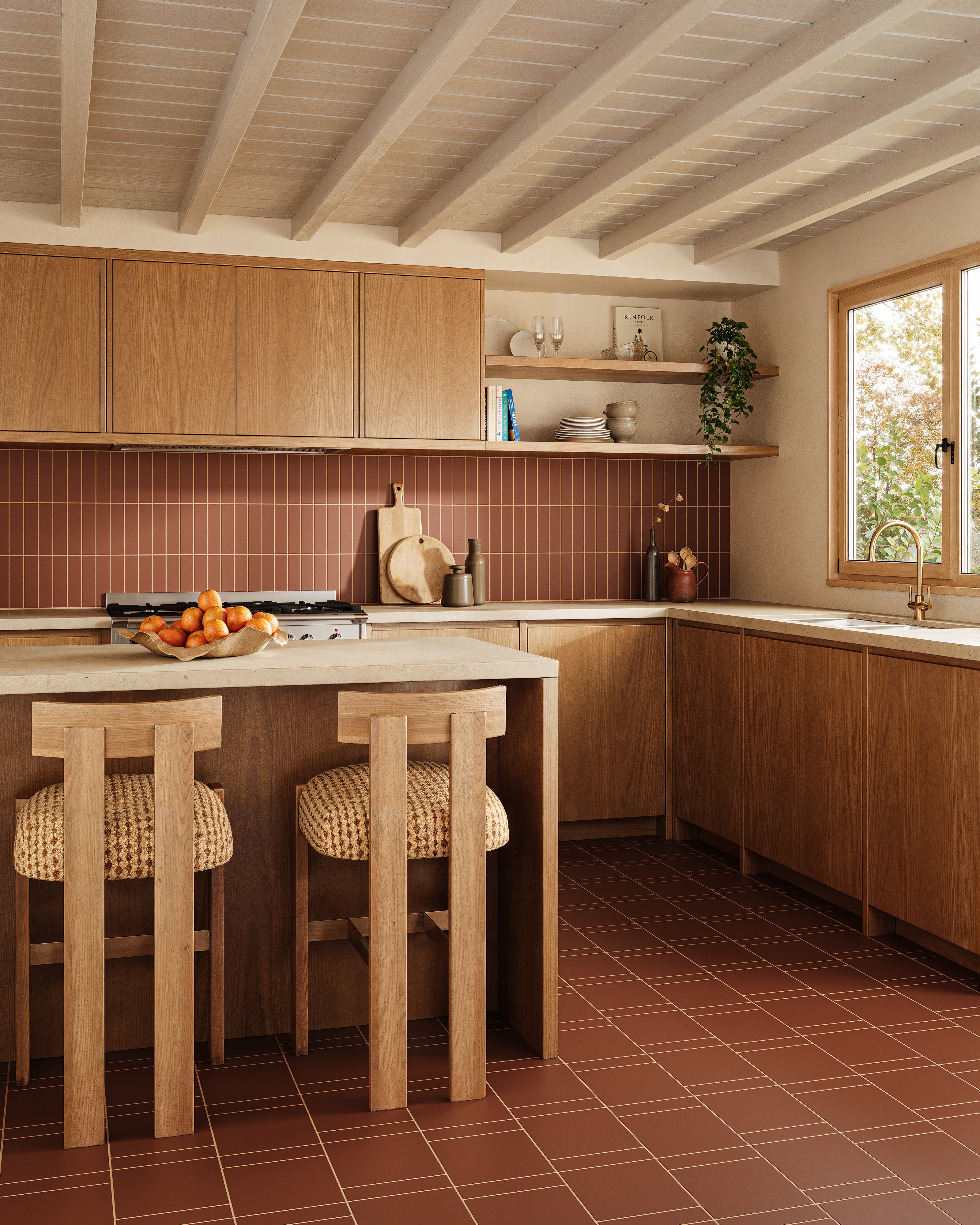 2x8 Natural Press Ceramic Tile in Red Iron Oxide Matte - Rockland Interiors Inc.