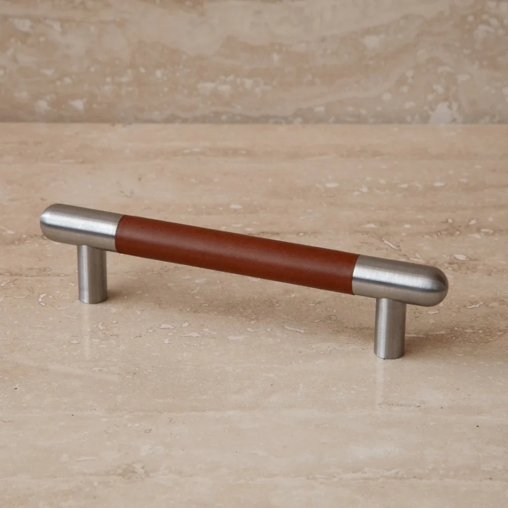 Mineral Leather Wrapped Metal Bar Pull - Rockland Interiors Inc.