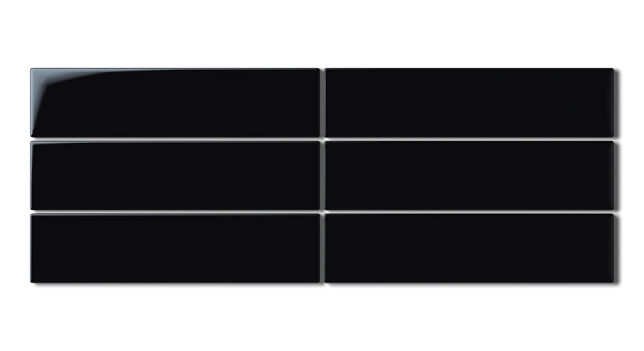 2x8 Natural Press Ceramic Tile in Bone Black Gloss - Rockland Interiors Inc.