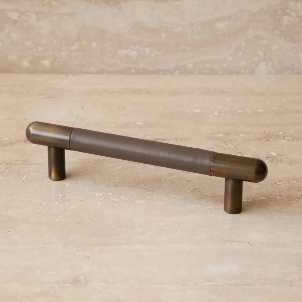 Mineral Leather Wrapped Metal Bar Pull - Rockland Interiors Inc.