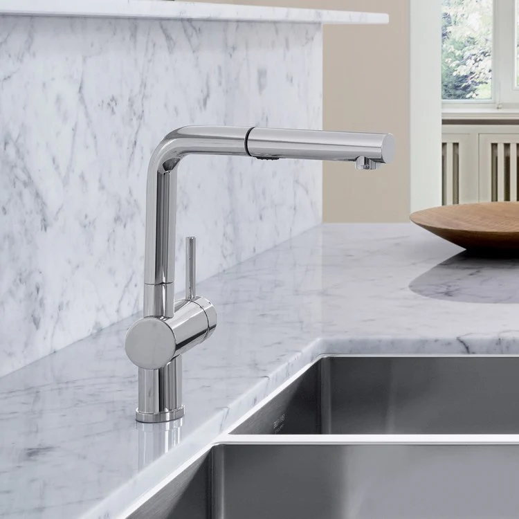 Kitchen Faucet Linus 1 Lever CALGreen Chrome Pull-Out 2 Function 160 DEG Swivel 1 Hole 1.5 Gallons per Minute - Rockland Interiors Inc.