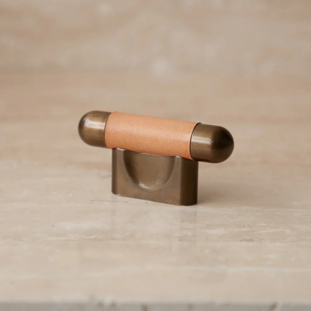 Mineral Leather Wrapped Metal Knob - Rockland Interiors Inc.