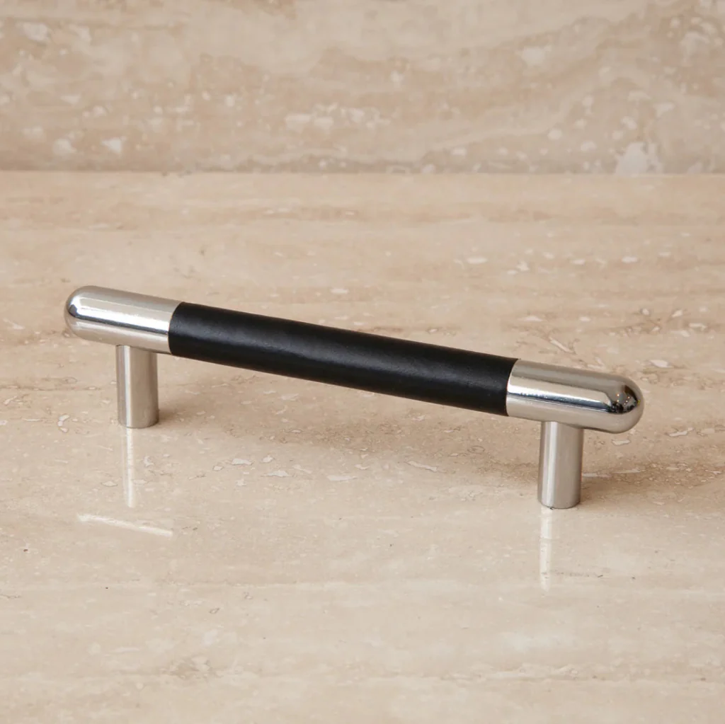 Mineral Leather Wrapped Metal Bar Pull - Rockland Interiors Inc.