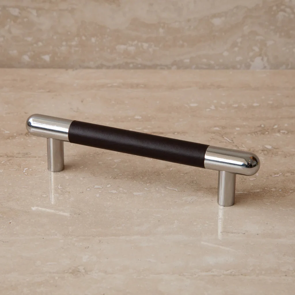 Mineral Leather Wrapped Metal Bar Pull - Rockland Interiors Inc.