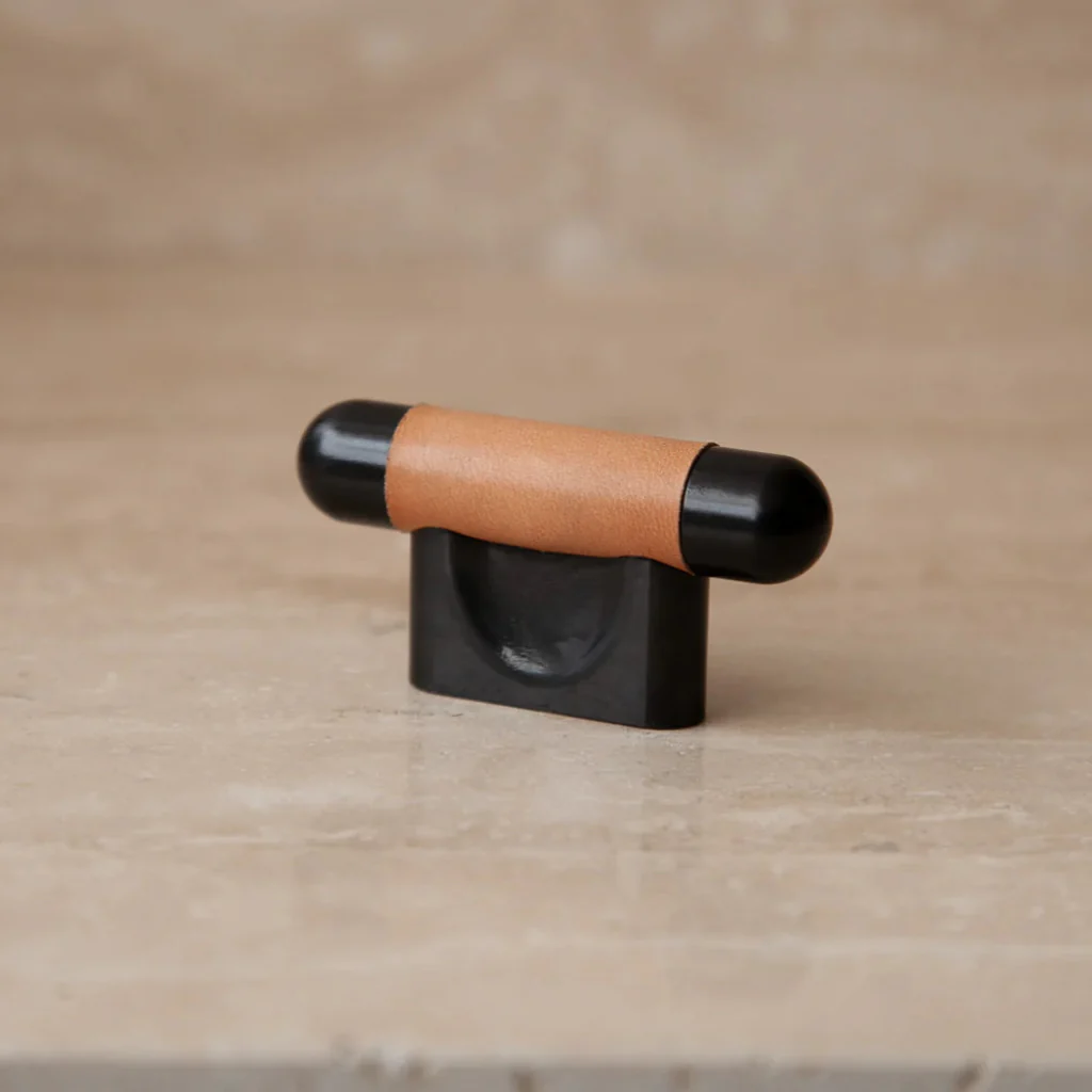 Mineral Leather Wrapped Metal Knob - Rockland Interiors Inc.