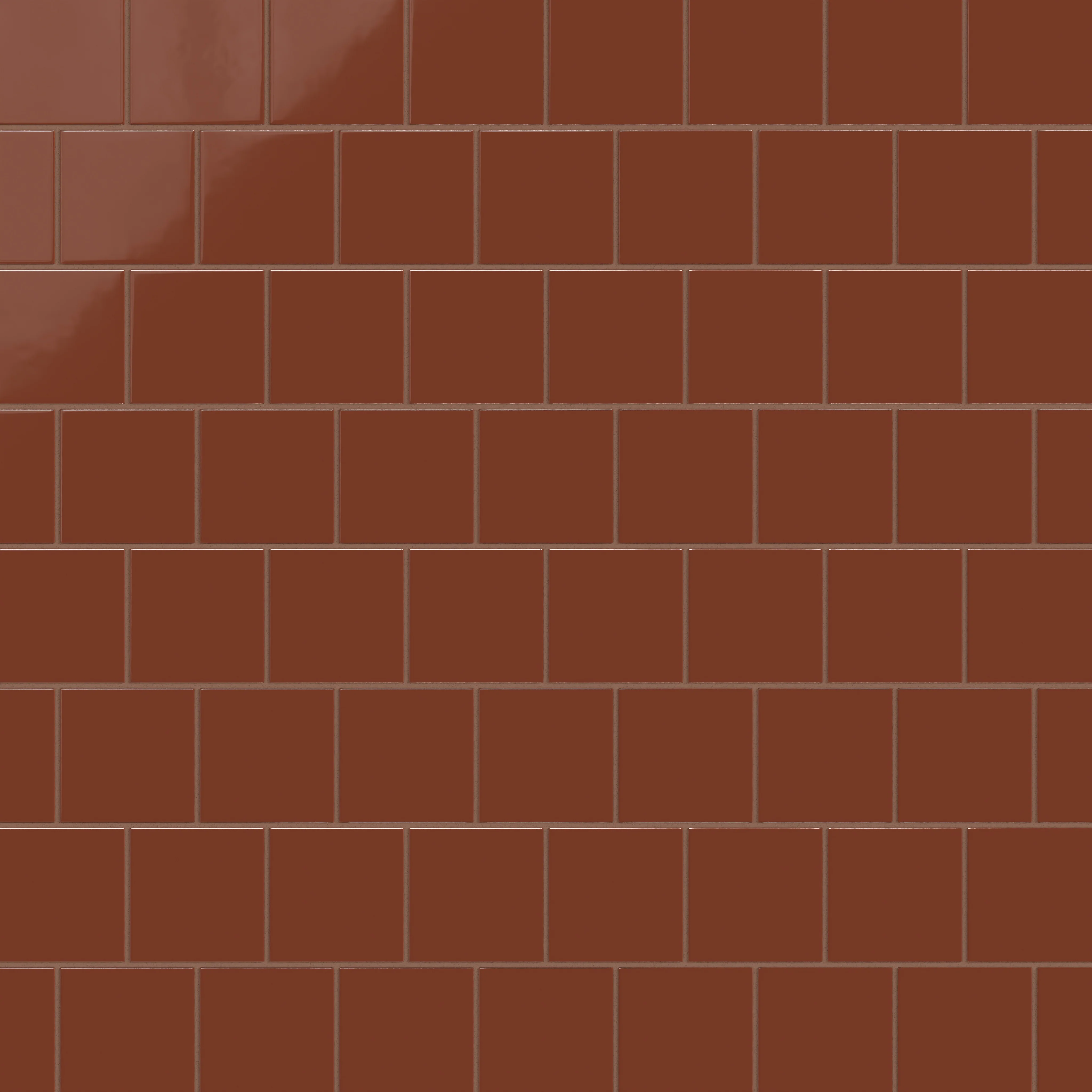 4x4 Natural Press Ceramic Tile in Red Iron Oxide Gloss - Rockland Interiors Inc.
