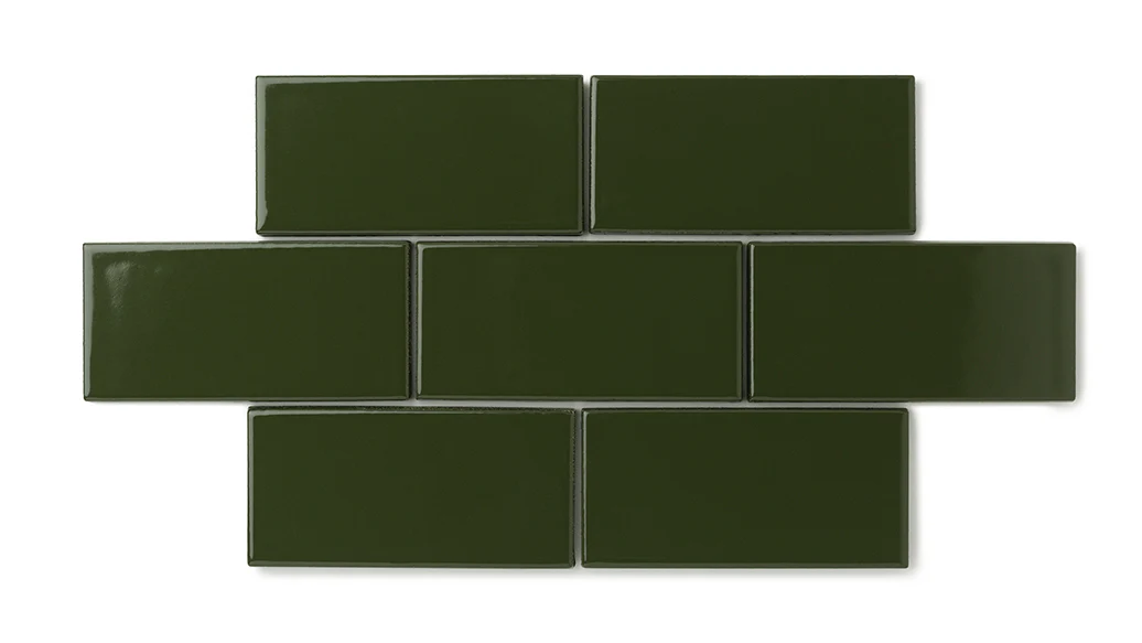 2x8 Natural Press Ceramic Tile in Green Apatite Gloss - Rockland Interiors Inc.