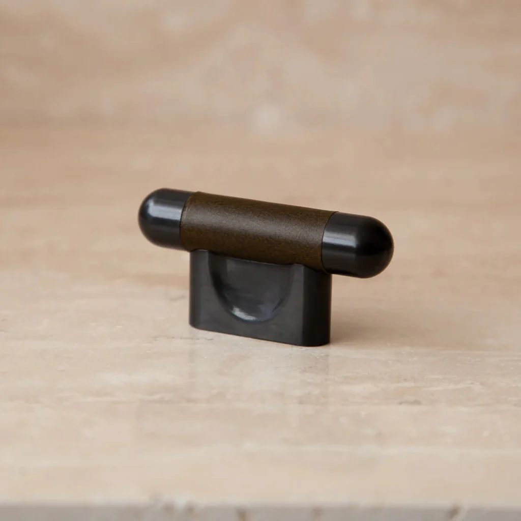 Mineral Leather Wrapped Metal Knob - Rockland Interiors Inc.