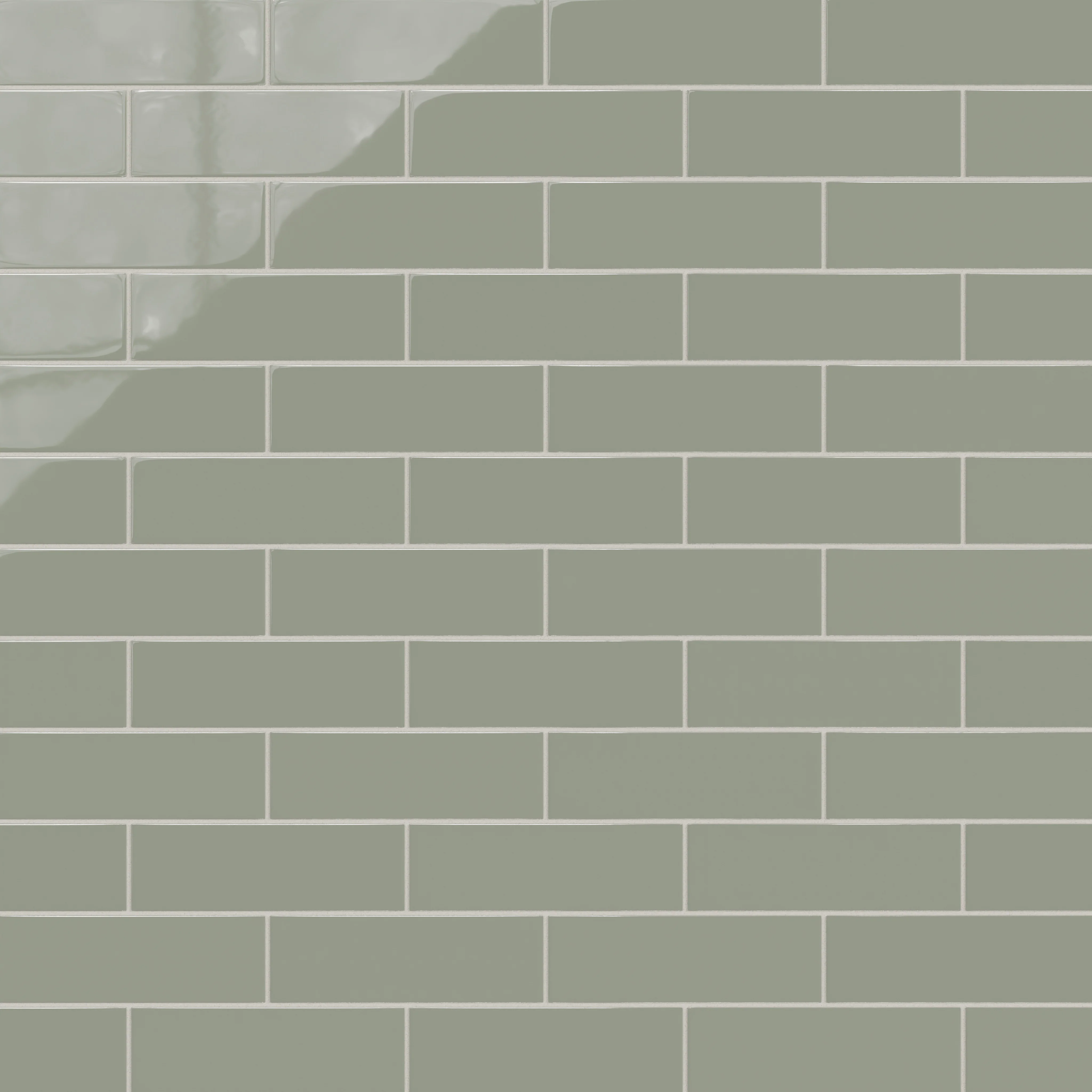 3x9 Natural Press Ceramic Tile in Terre Verte Gloss - Rockland Interiors Inc.