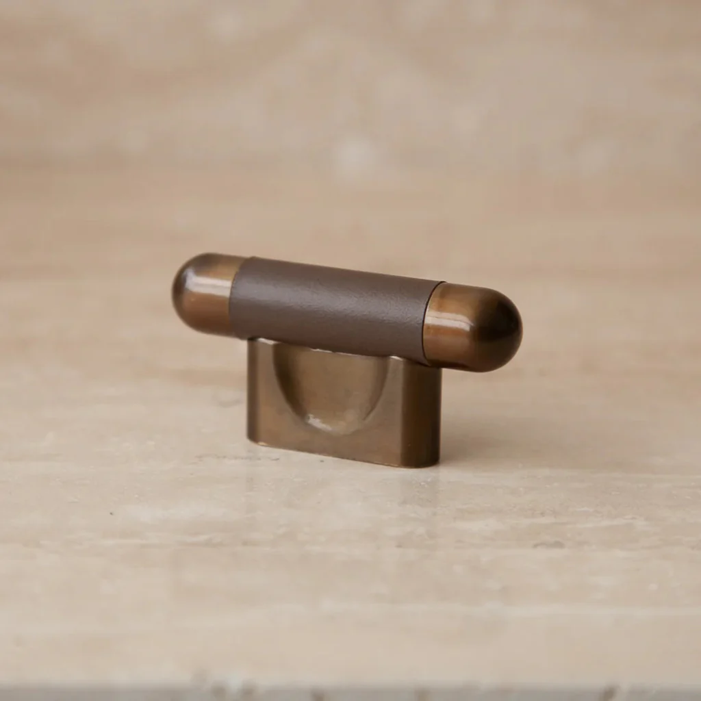 Mineral Leather Wrapped Metal Knob - Rockland Interiors Inc.